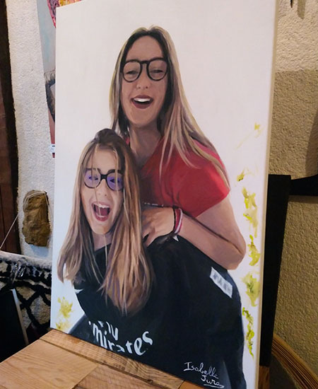 Portrait sur mesure de deux filles blondes à lunettes